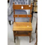 Gothic Revival: Metamorphic chair/library steps. Slat back with pierced decoration. 34ins tall x