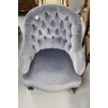 Early 20th cent. Upholstered button back nursing chair.