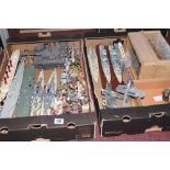 Models: Diorama from the Zulu wars, military lead figures (7), plastic boats, planes, figures,