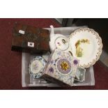 19th/20th cent. Ceramics: Royal Worcester side plates a pair, tea pot, Limoges trinket pot with