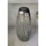 20th cent. French glassware grey smoked effect elongated barrel shaped vase with grey slip