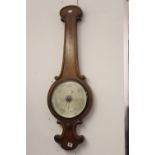 19th cent. Walnut cased banjo barometer E. Cetti, Brooke Street, Holborn. Silvered dial 10ins.