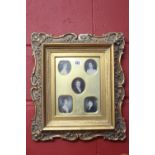 18th/19th cent. English School portrait miniatures family group, 3 ladies and 2 gentlemen gilt