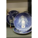 20th cent. Ceramics: Royal Copenhagen, Denmark Christmas plates "Christmas Night 1959", "The