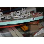 Models: Scale built model of a British Warship. 47½ins. x 13½ins. x 5½ins.