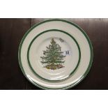 Spode: Christmas tree dinner and tea ware 13 x 11ins. plates, 15 x 8ins. plates, 8 x soup bowls, 9 x