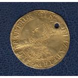 Numismatics: Elizabeth I very rare gold half pound "Touchpiece" MM Tun. 5gms.
