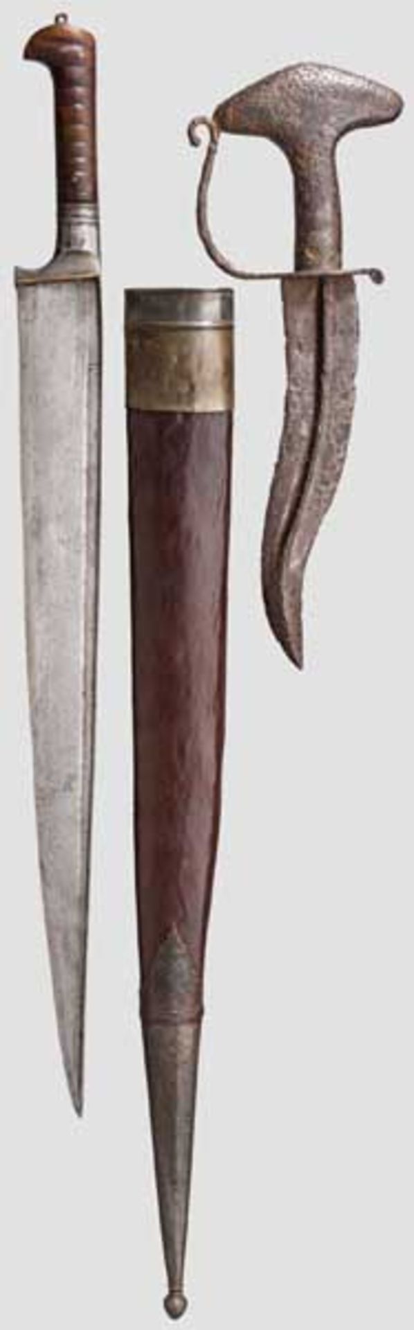 Khybermesser und Dolch, Afghanistan bzw. Indien, 19. Jhdt. Das Khybermesser mit langer Rückenklinge,