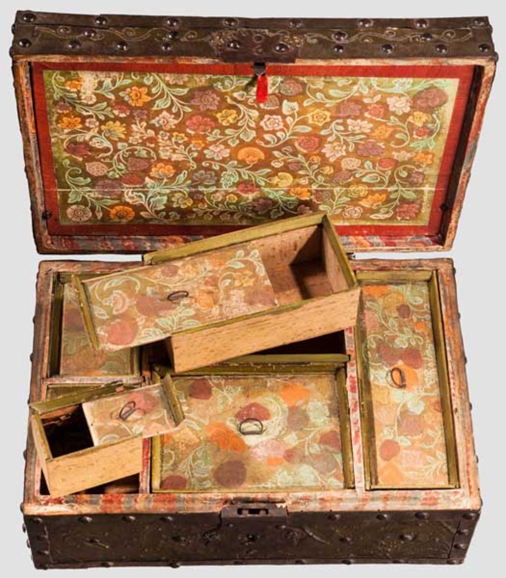Barocke Schreibkassette, Niederlande um 1680 Rechteckige, hölzerne Schreibkassette mit - Bild 3 aus 3