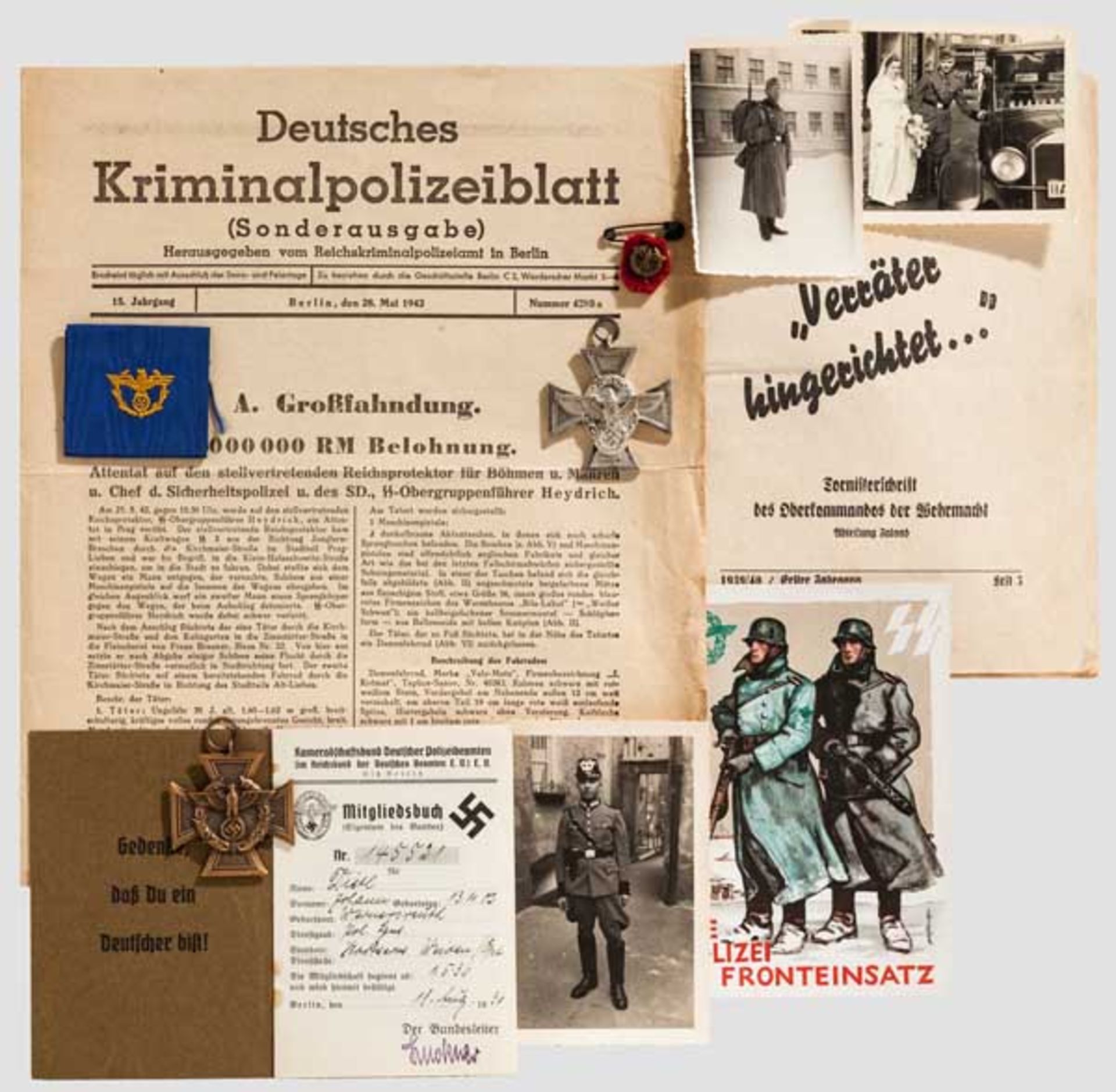 Gruppe Auszeichnungen und Dokumente, Fahndungsblatt zur Ermordung des SS-Obergruppenführers Heydrich