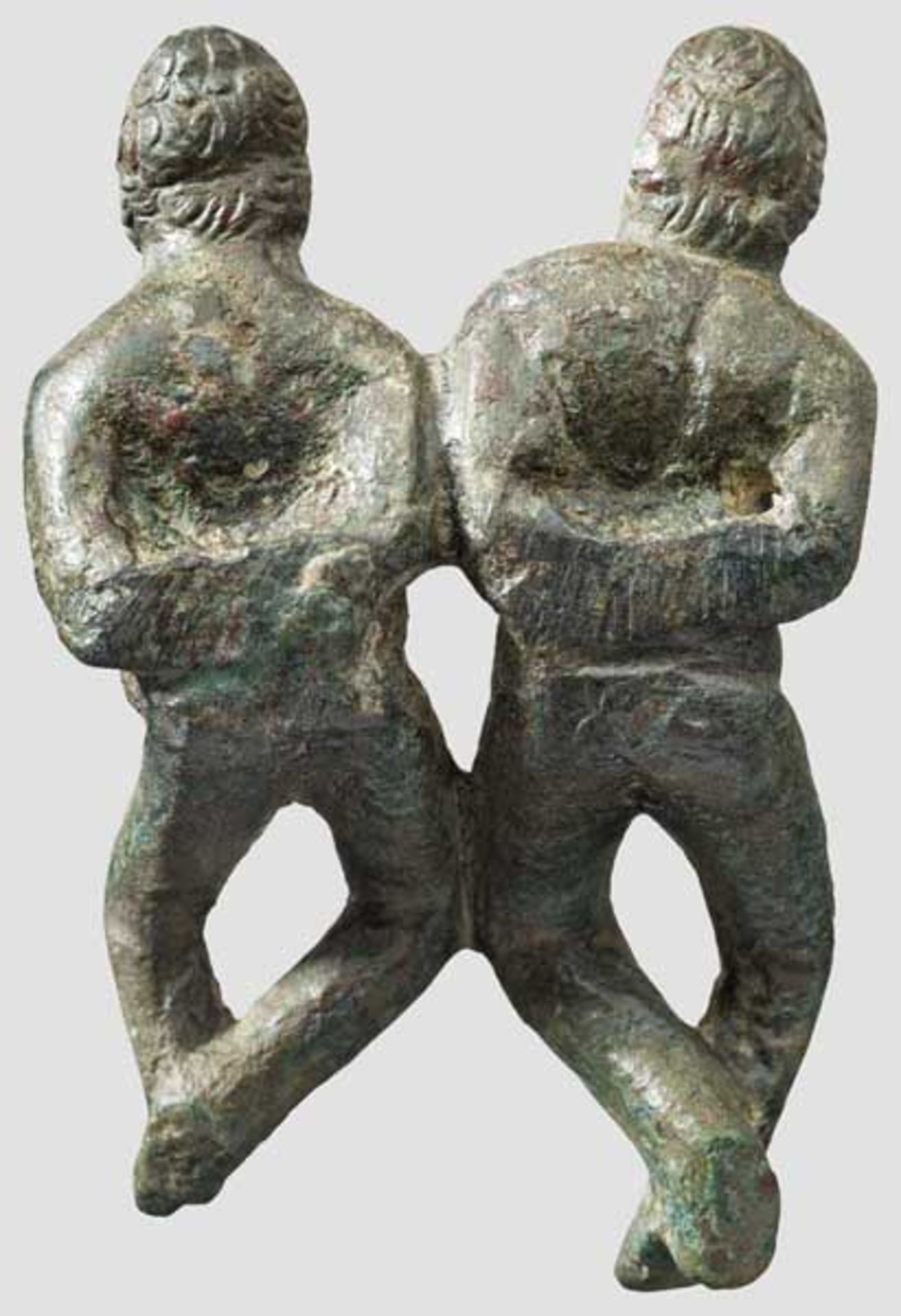 Bronzeplastik zweier gefangener Barbaren, römisch, 2. - 3. Jhdt. Zwei mit Strumpfhosen bekleidete - Bild 2 aus 2