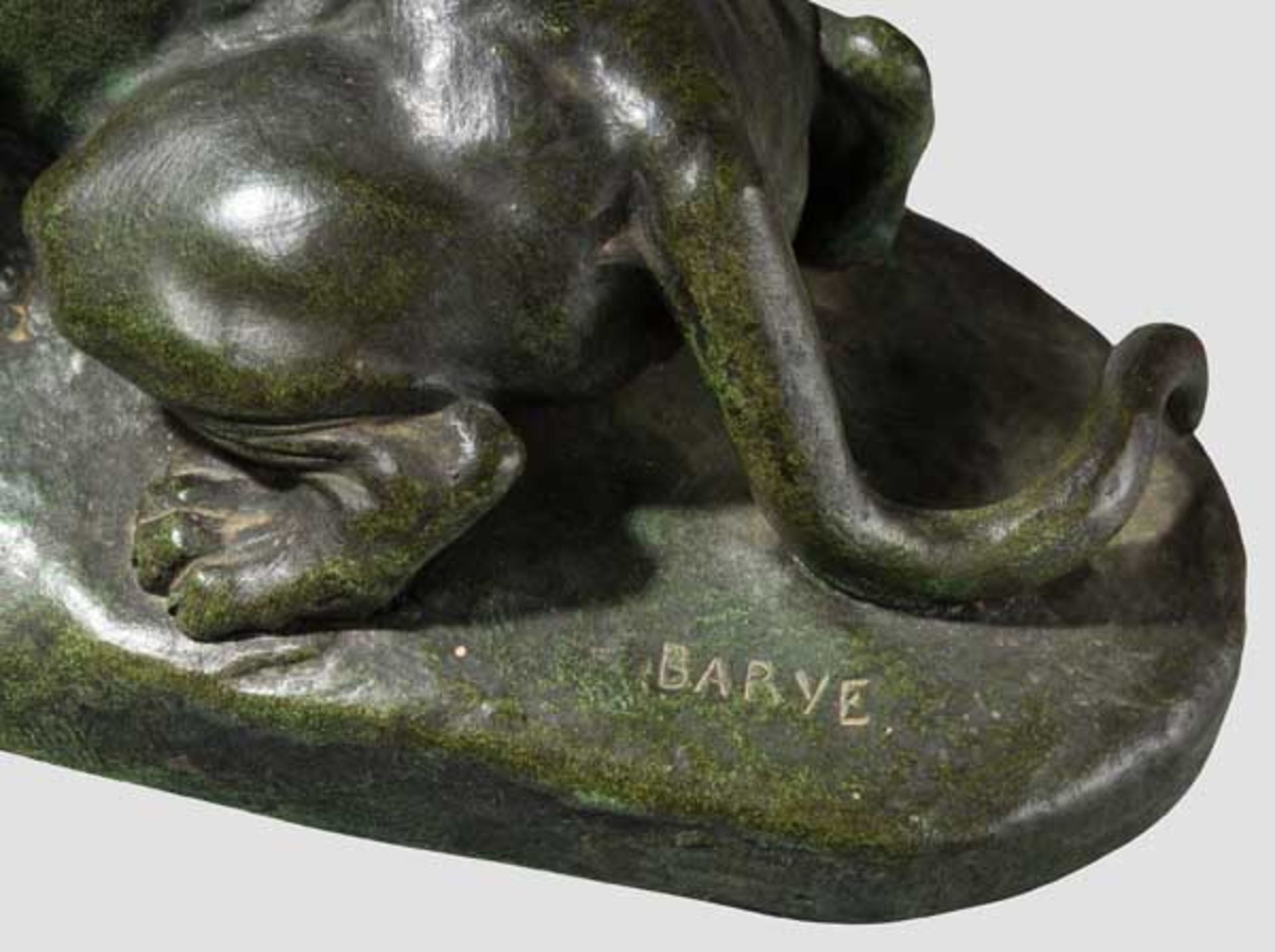 Antoine Louis Barye (1795 - 1875) - Bronze "Panther einen Hasen schlagend" Bronzefigur eines - Bild 3 aus 3