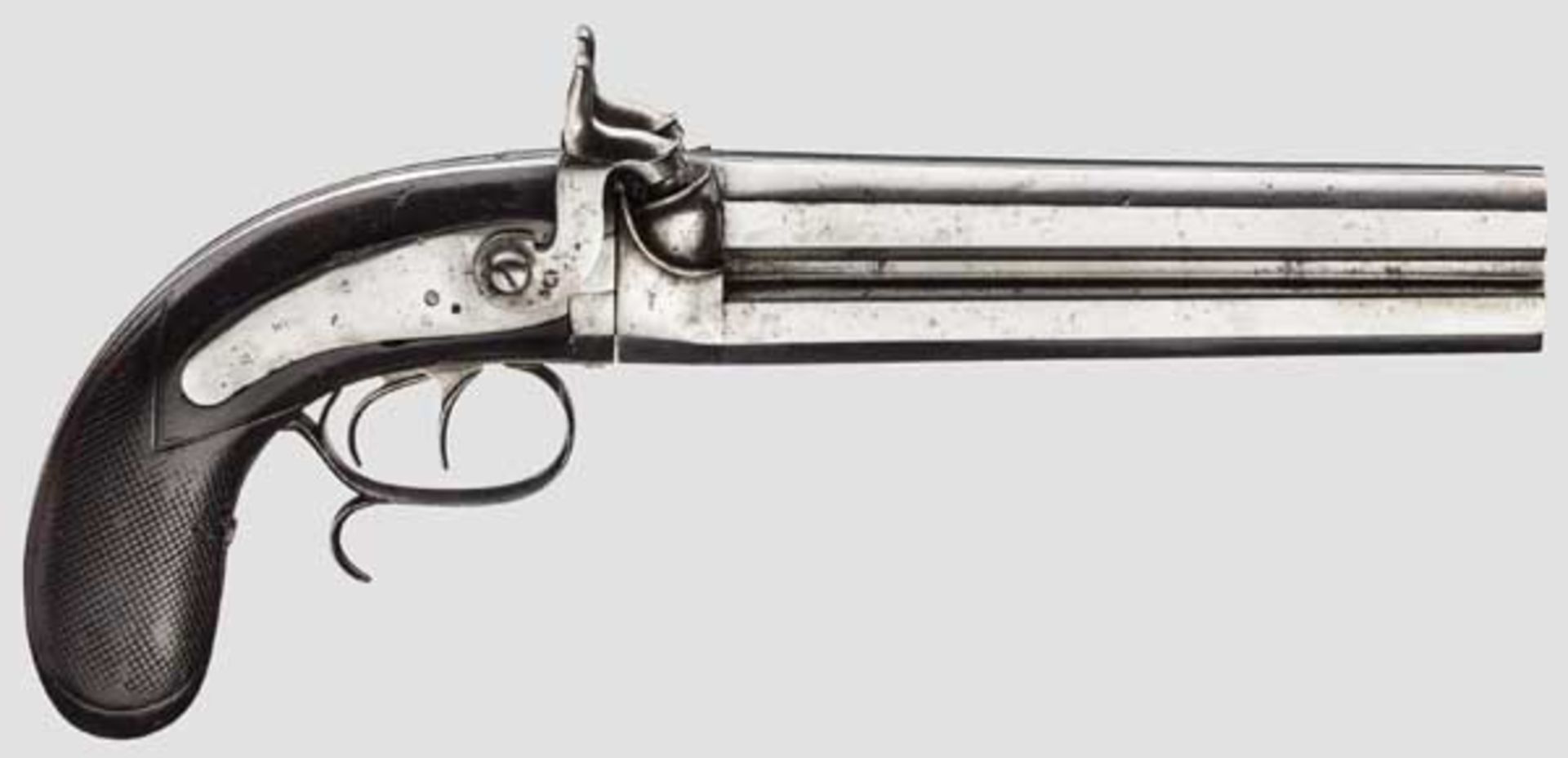 Schwere, doppelläufige Perkussionspistole, Werner Köppen(?) , Frankfurt um 1865 Kal. .16 mm Perk.,
