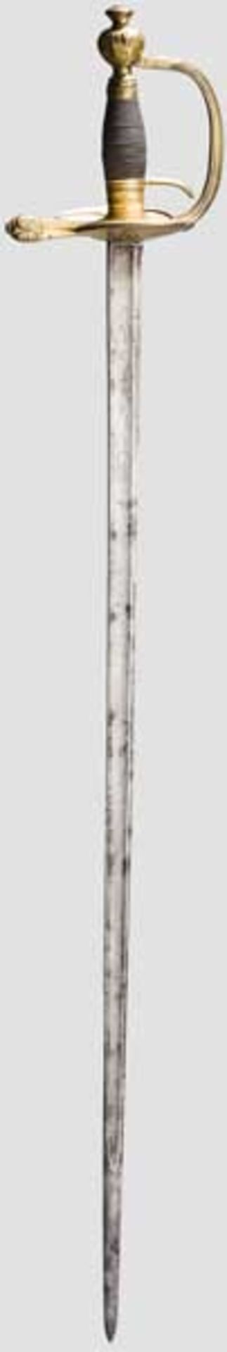 Degen für Offiziere, um 1800 Gerade, beidseitig gekehlte Rückenklinge, zu beiden Seiten verputzte - Bild 2 aus 2