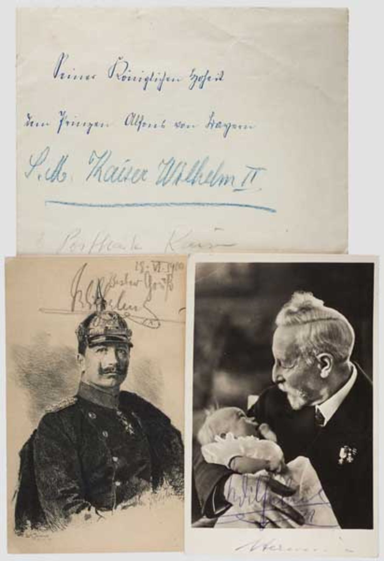 Kaiser Wilhelm II. - Hermine - Autographen Portraitpostkarte Kaiser Wilhelms II., vs. in Bleistift