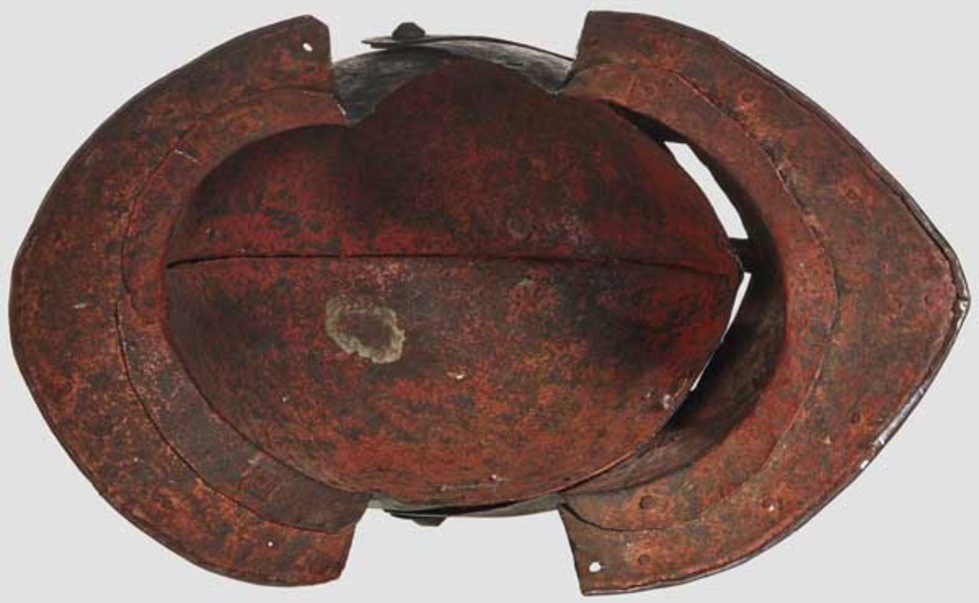 Savoyardenhelm, deutsch oder italienisch um 1620 Zweiteilig geschlagene Glocke mit niedrigem, - Bild 6 aus 6