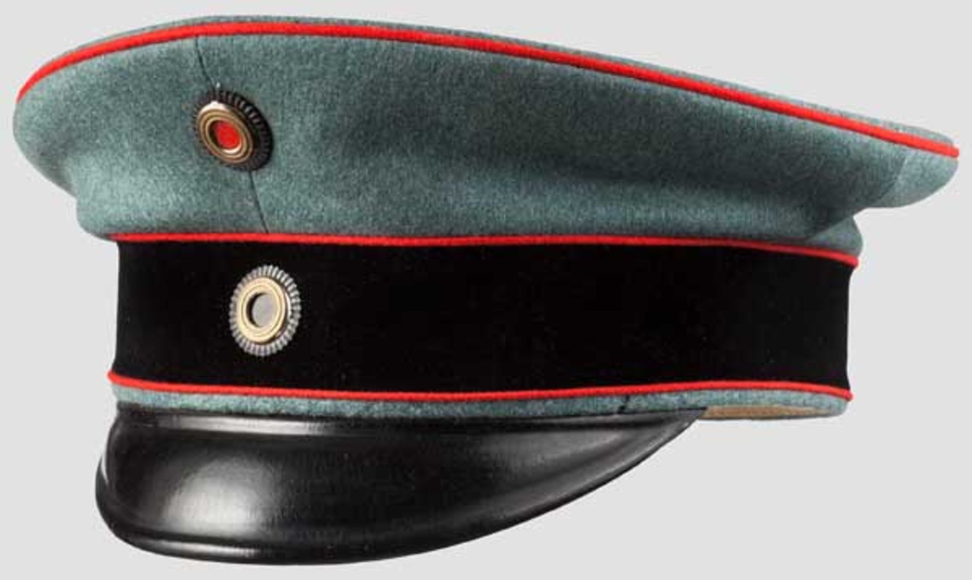 Kaiser Wilhelm II. - Offiziersmütze der Garde-Maschinengewehr-Abteilung 1 und 2 Grün-graues Tuch,