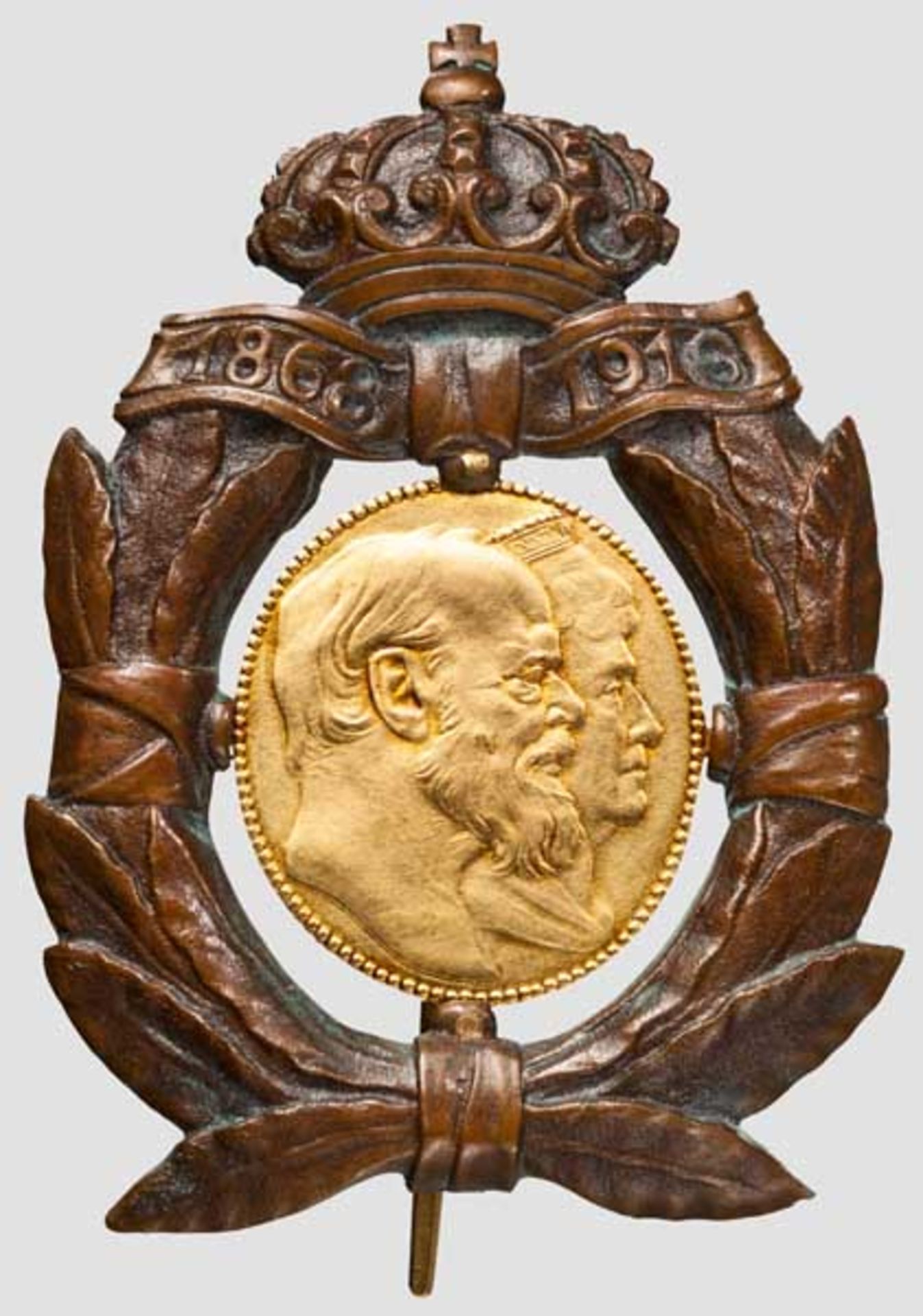 Prinz Alfons von Bayern - Bayern - Erinnerungszeichen an die goldene Hochzeit 1918 Dunkle Bronze,