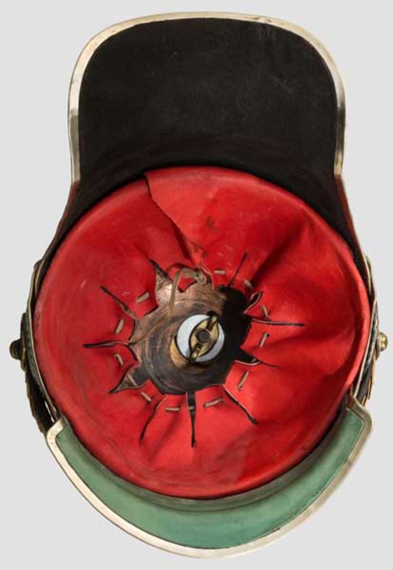 Helm für Offiziere des Gardereiter-Regiments um 1900 Sammleranfertigung. Tombakglocke mit - Bild 3 aus 3