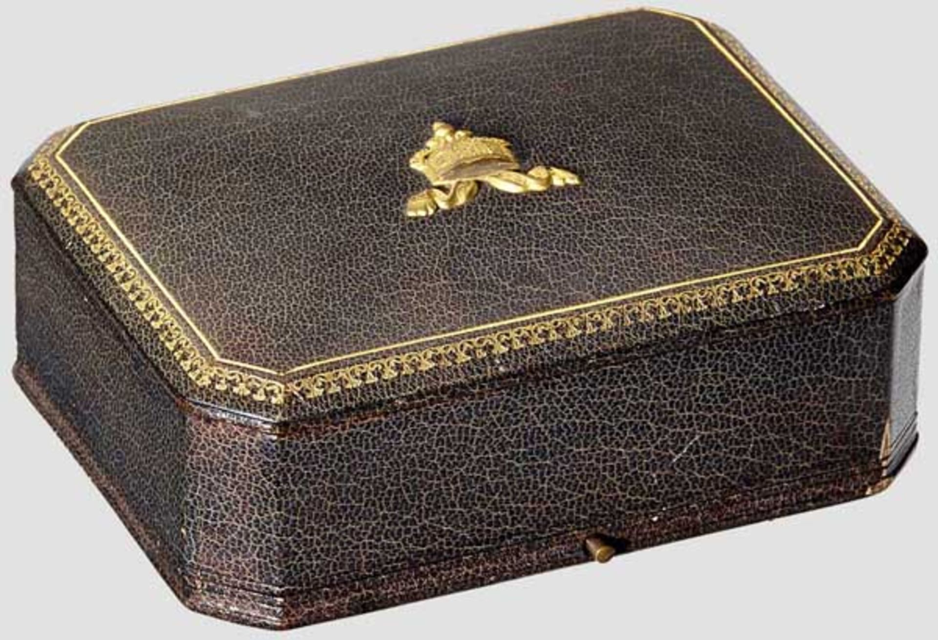 Kaiser Wilhelm II. - a cased tobacco tin Silver box with applied gilded signature of "Wilhelm I. - Bild 2 aus 6
