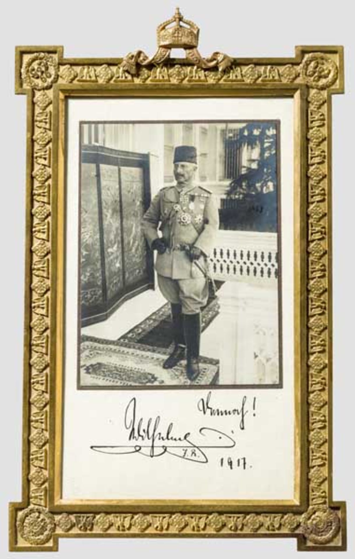 Kaiser Wilhelm II. - Geschenkbilderrahmen - Hans-Karl von Winterfeld Vergoldeter Bronzerahmen mit