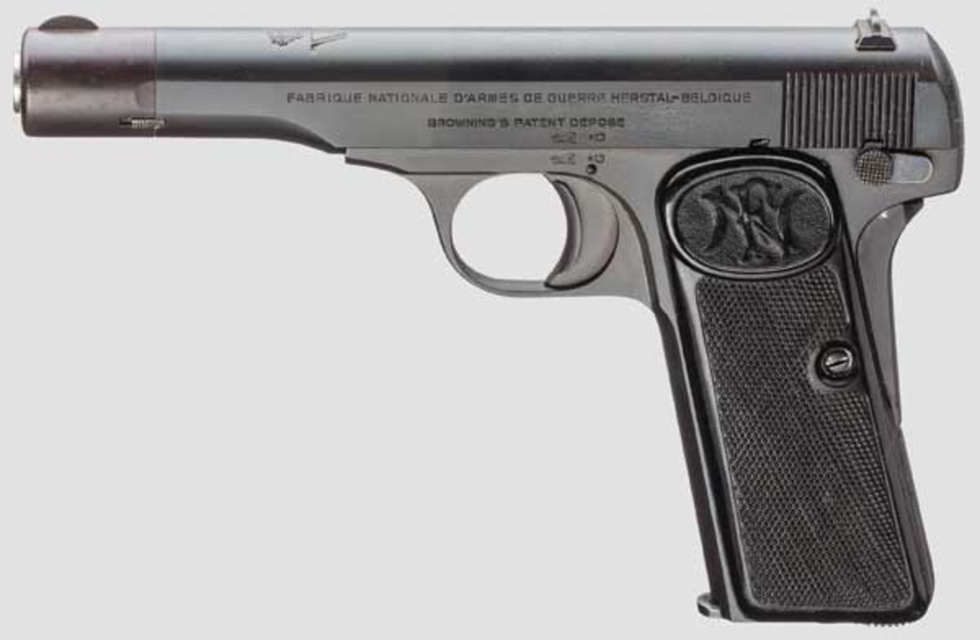 FN Mod. 10/22 (Pistool M25 No. 2), mit Tasche Kal. 9 mm kurz, Nr. 53733. Nummerngleich. Blanker