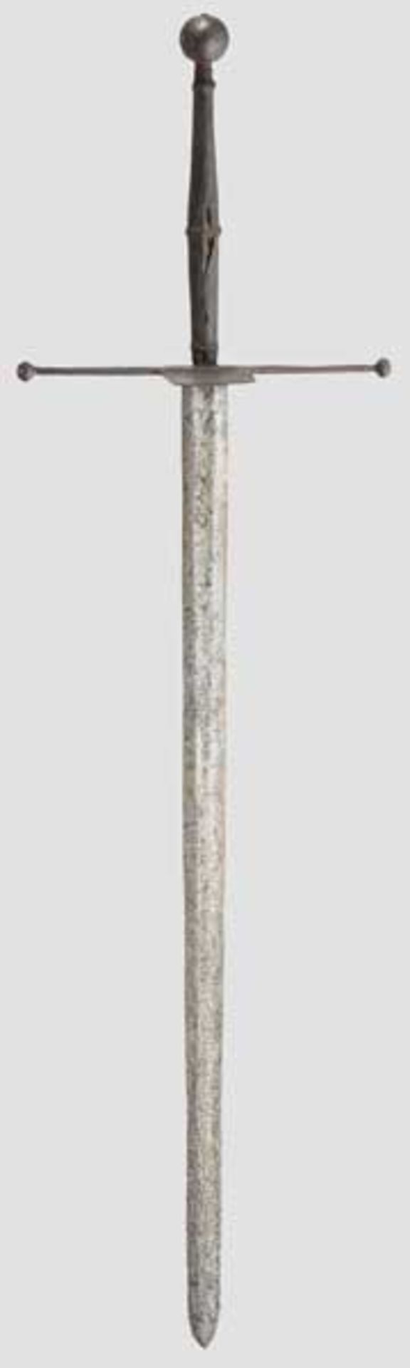 Großer Kampfbidenhänder, süddeutsch um 1510/20 Breite, zweischneidige Klinge mit beidseitiger