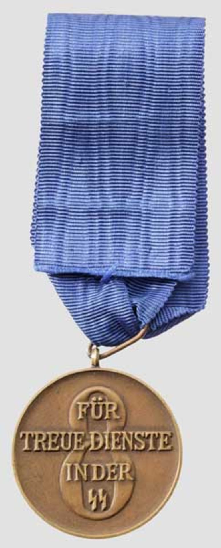 SS-Dienstauszeichnung 3. Stufe für acht Jahre Hellbraun gebeizte Medaille mit Tropfen-Bandring in - Bild 2 aus 2