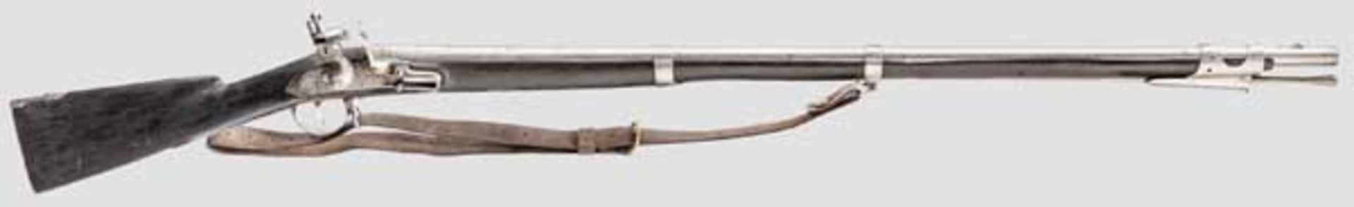 Infanteriegewehr, ähnl. M 1807 Glatter Lauf im Kaliber 18 mm, Lauflänge 103,5 cm, im Mündungsbereich