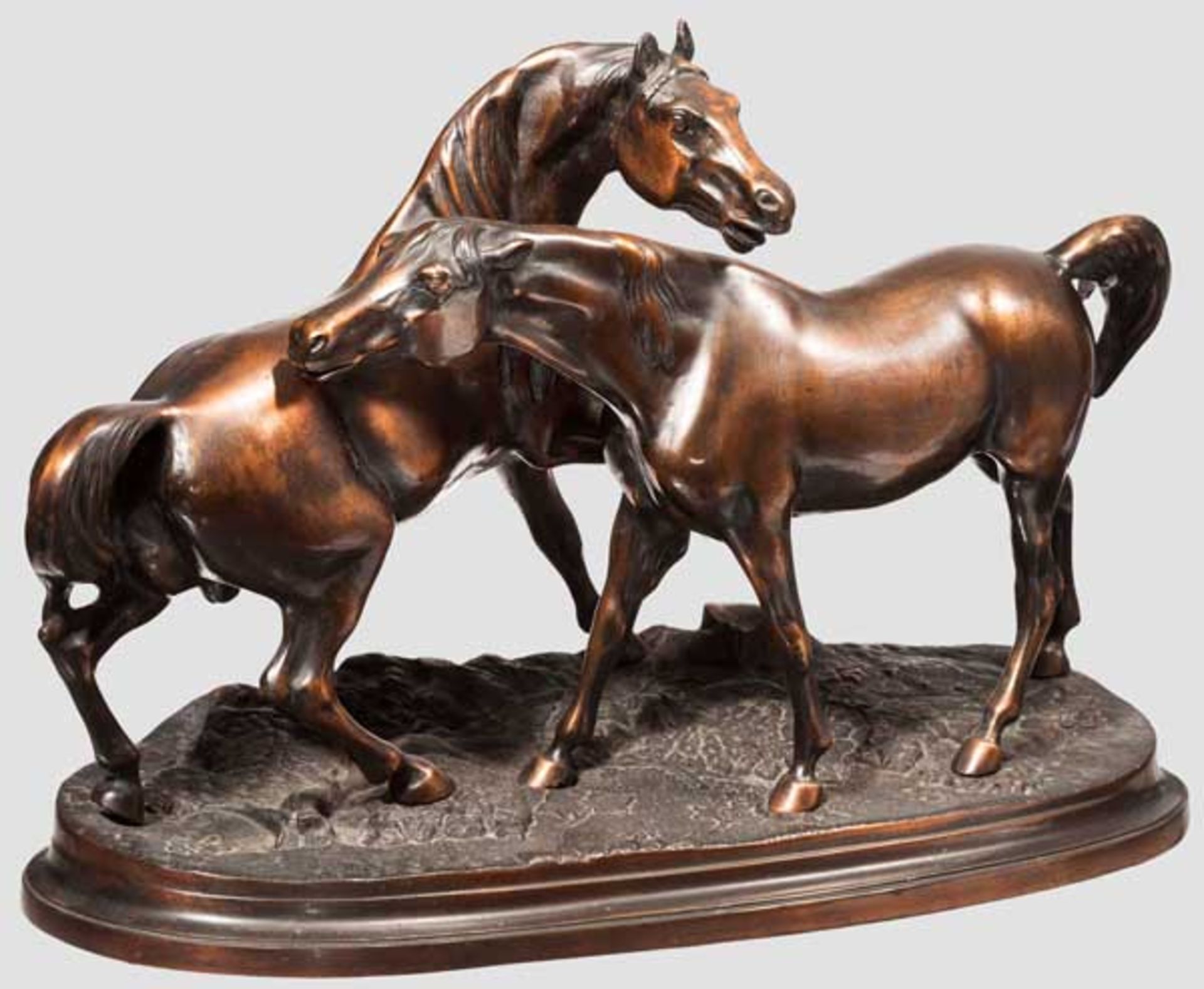 Liebesspiel der Pferde, Gießerei Mägdesprung um 1890 Eisenguss bronziert, die Pferdefiguren