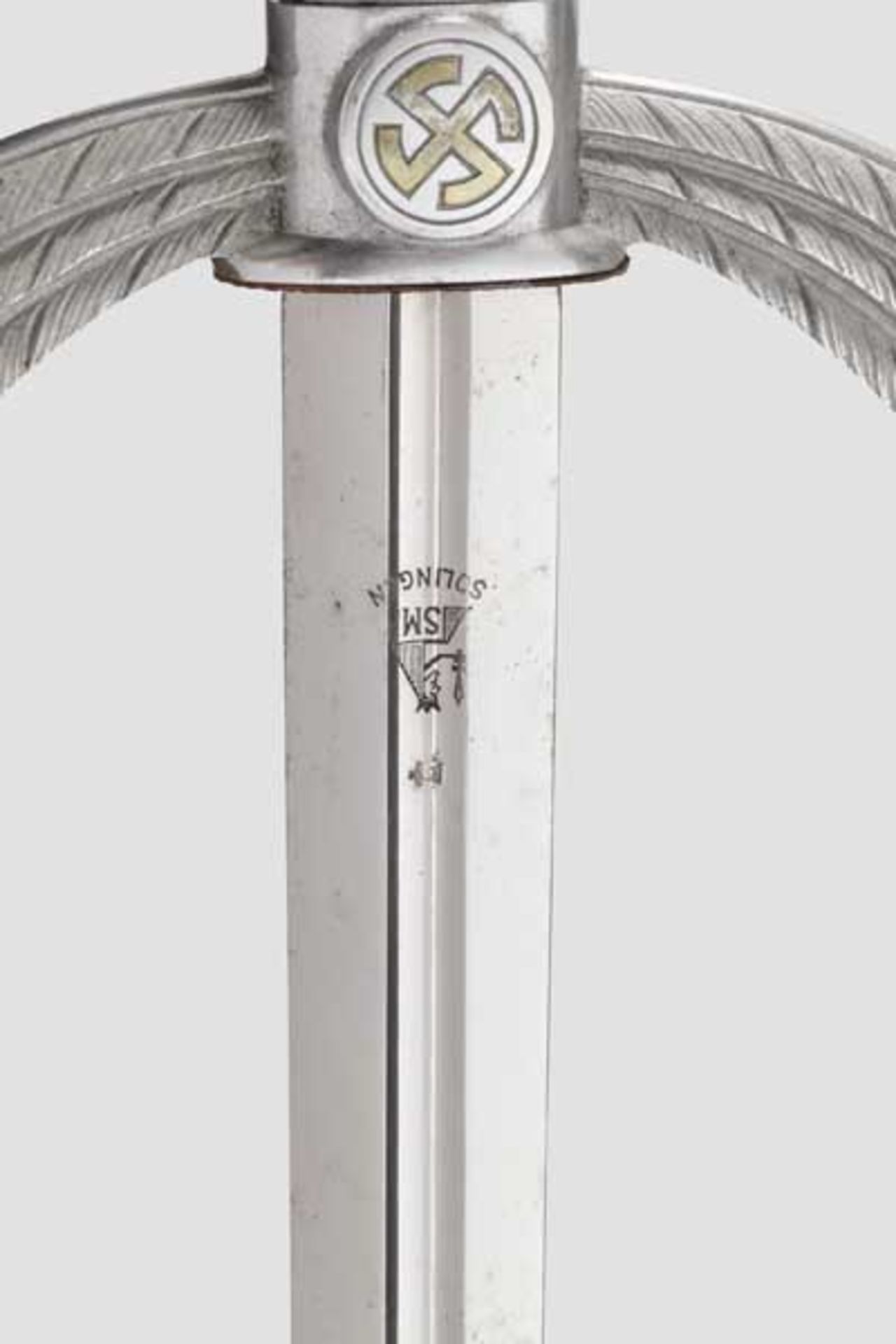 Fliegerschwert M 35 in leichter Ausführung, ein Kammerstück von SMF, Solingen Vernickelte Klinge mit - Bild 3 aus 3
