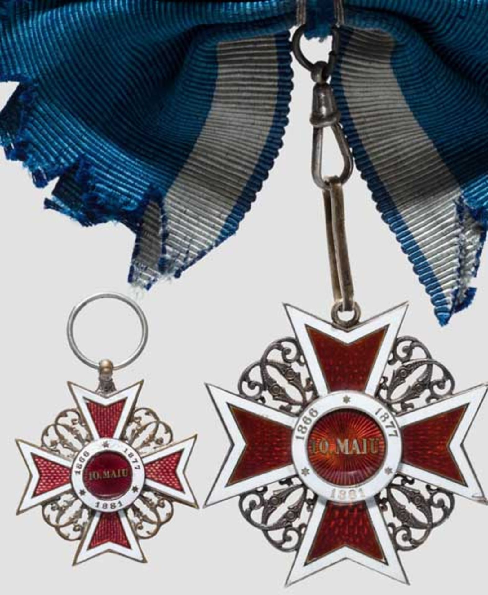 Orden der Krone von Rumänien Komtur- und Ritterkreuz des Ordens in der Ausführung des 1. Modells. - Bild 3 aus 3