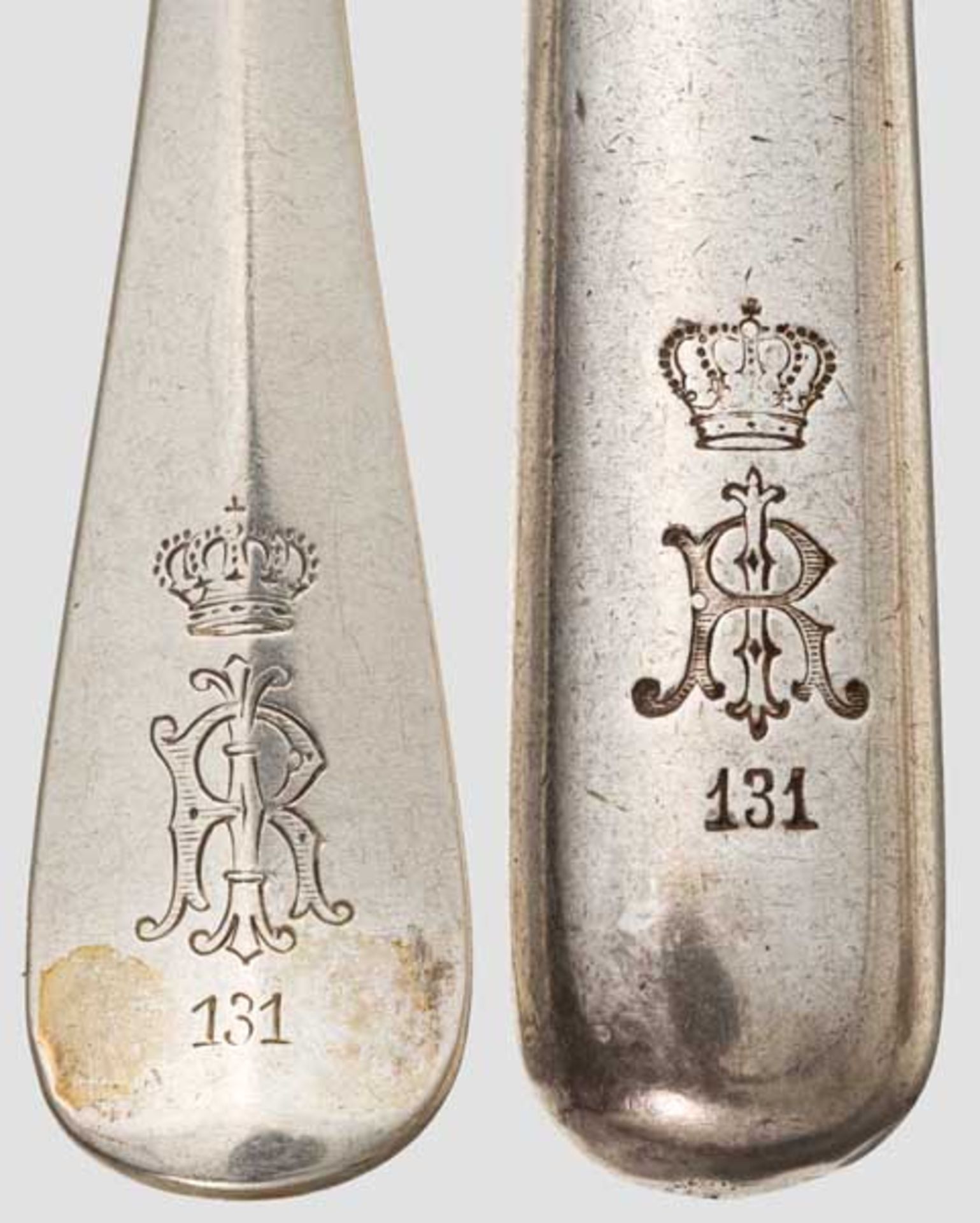 Silberbesteck des 2. Lothringischen Infanterie-Regiments Nr. 131 Besteck aus je zwei - Bild 2 aus 3
