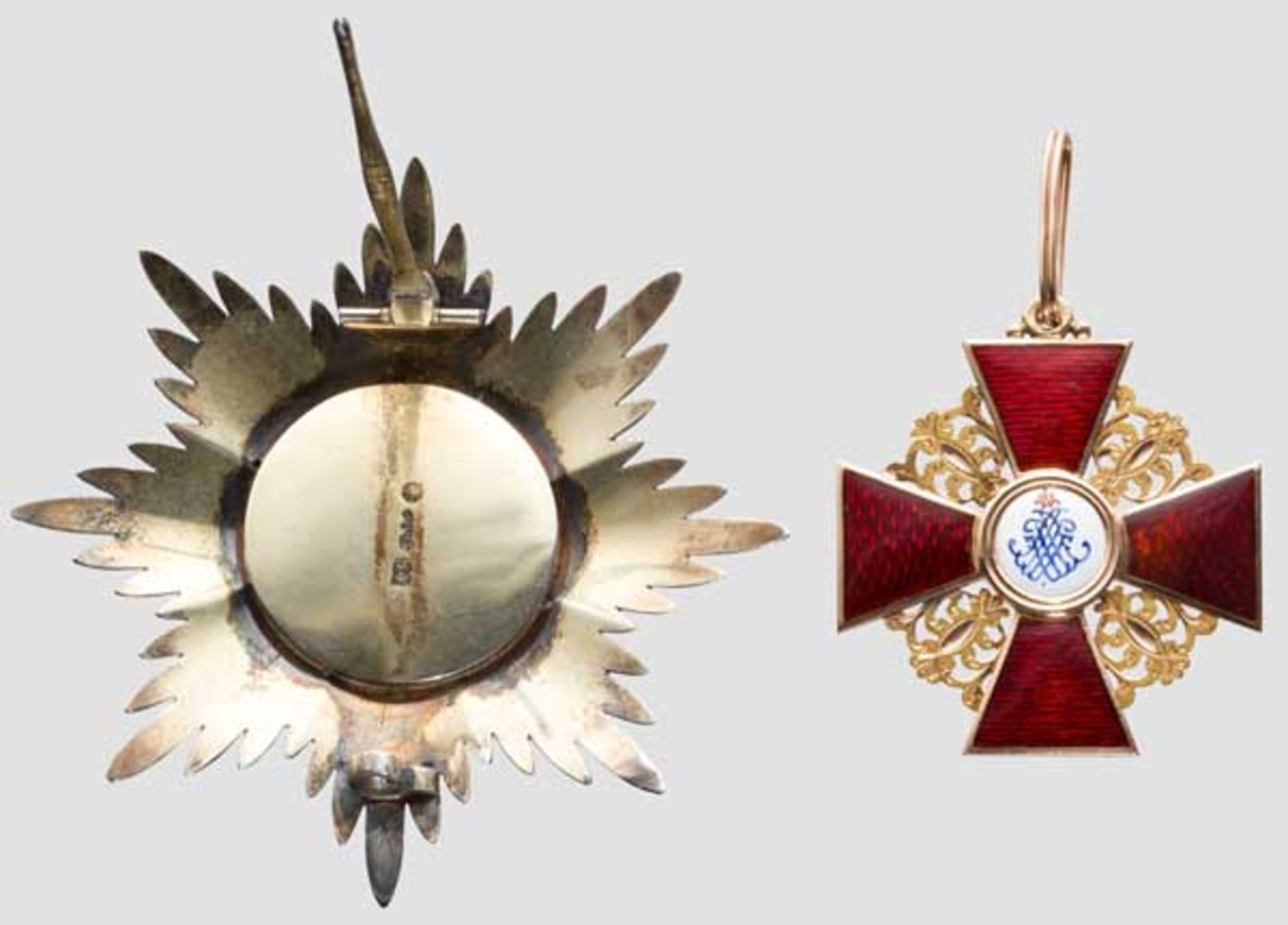Ordensset des St. Anna-Ordens 1. Klasse von Wilhelm Keibel, Russland zwischen 1861/64 Kreuz aus Gold - Bild 6 aus 7