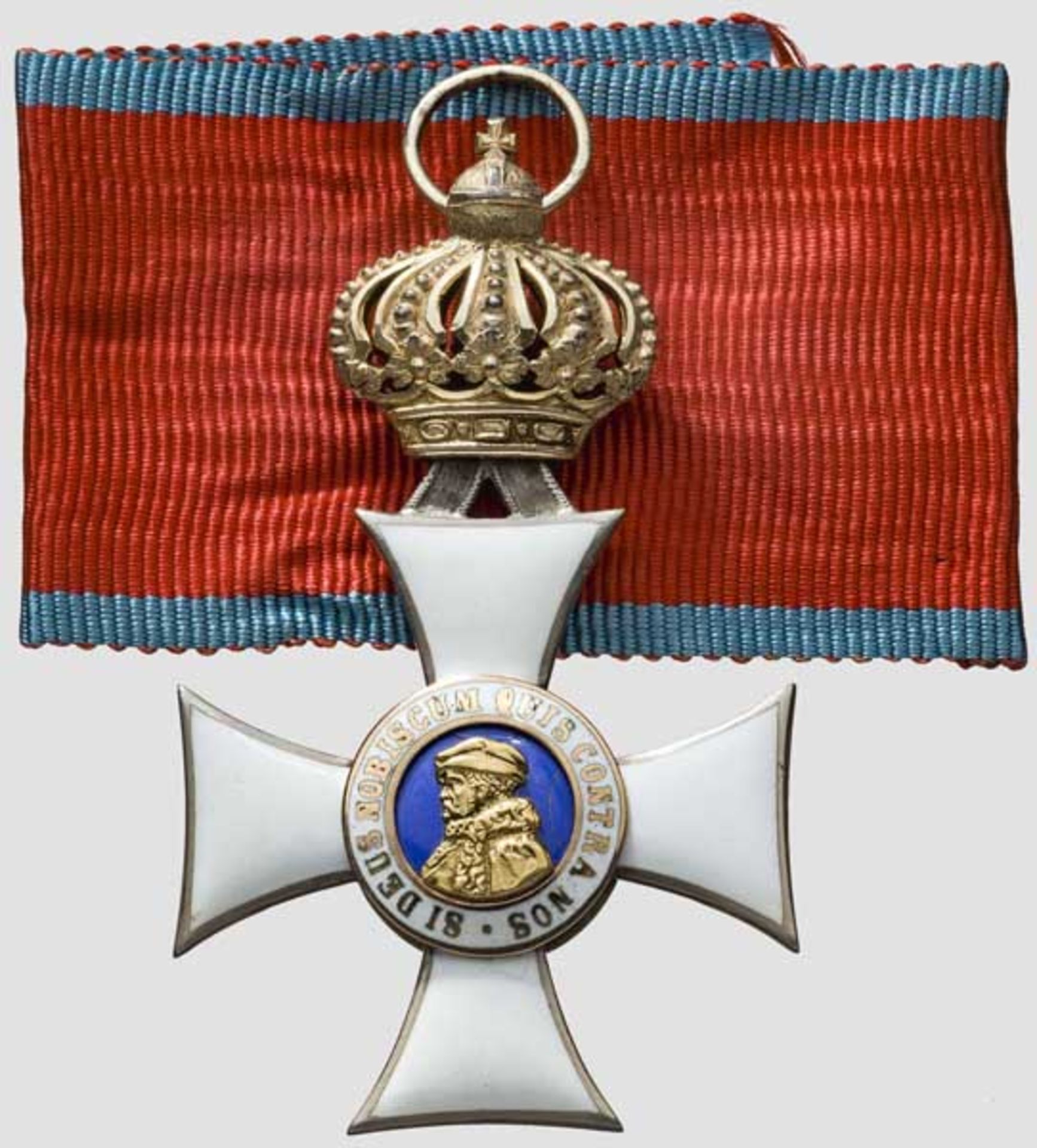 Hausorden Philipp des Großmütigen - Ritterkreuz 2. Klasse mit Krone In Silber gefertigtes Brustkreuz