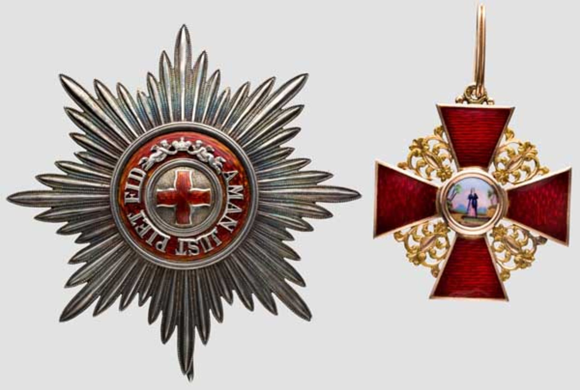 Ordensset des St. Anna-Ordens 1. Klasse von Wilhelm Keibel, Russland zwischen 1861/64 Kreuz aus Gold - Bild 7 aus 7