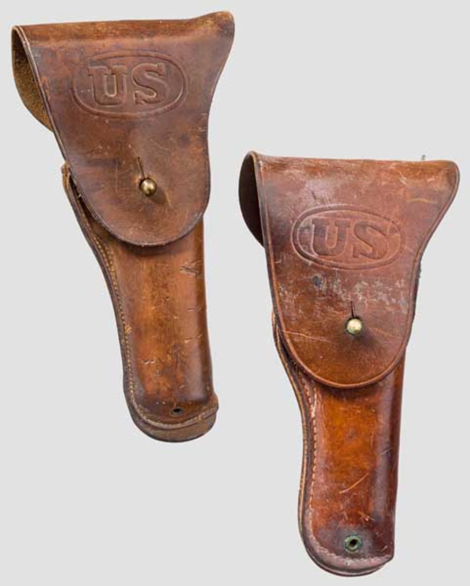 Zwei Pistolentaschen Mod. 1911, USA Einmal Herst. Perkins & Cambell 1917, gebraucht, noch guter