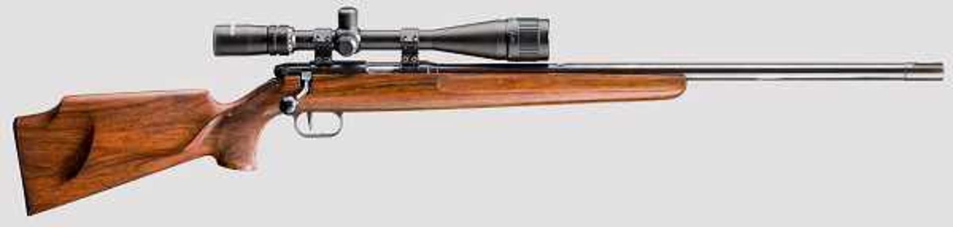 Schweres Matchgewehr Anschütz Mod. 1807, mit ZF Tasco Kal. .22 l.r., Nr. 193658. Schwerer, blanker