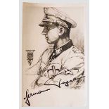 Hermann Fegelein - eigenhändig signierte Portraitpostkarte Portrait nach einer PK-Zeichnung (Walther