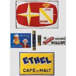 Sechs französische Werbetafeln, teils emailliert Große Emailletafel "Pils Export", hergestellt von