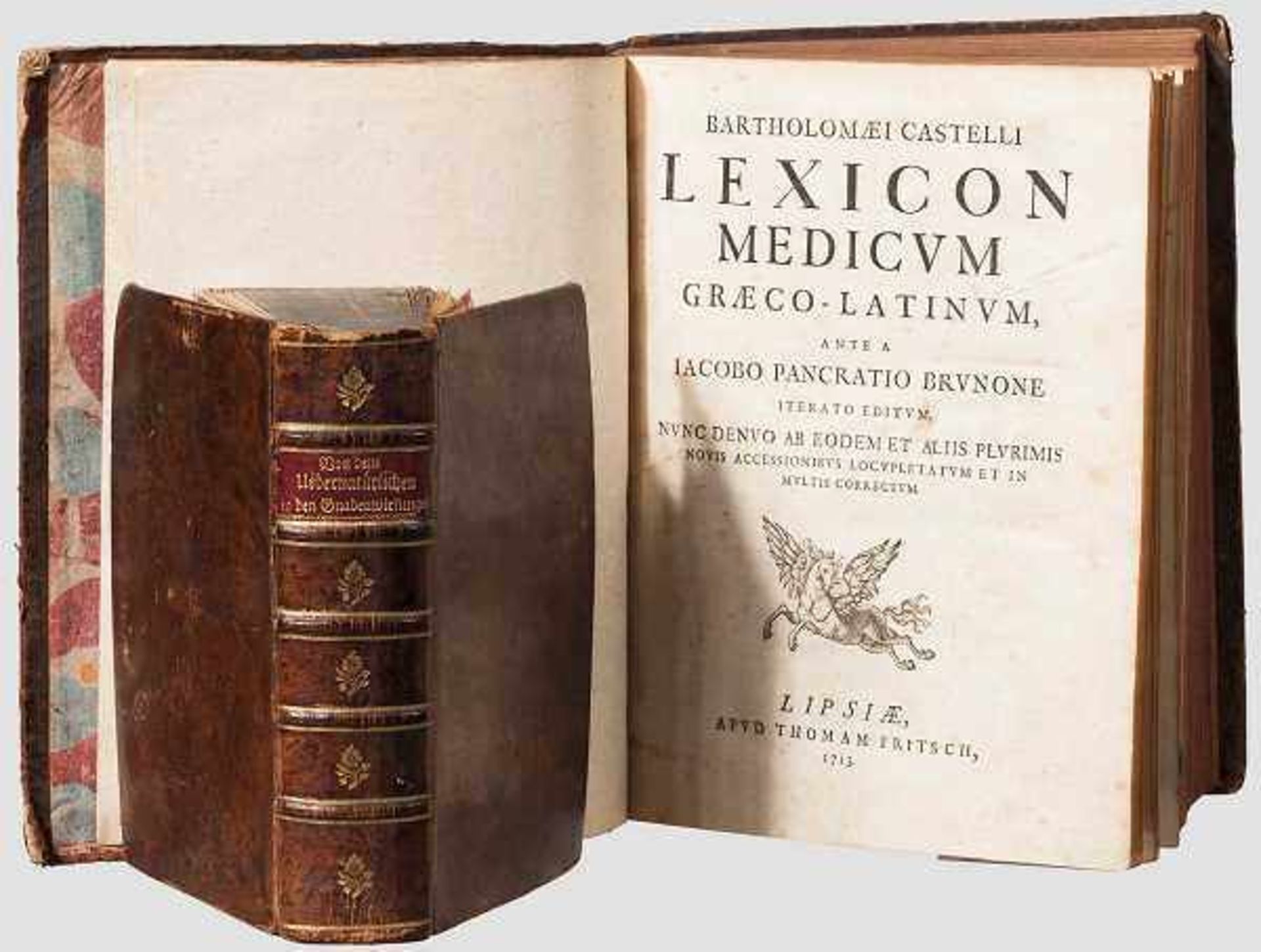 Castelli, Bartholomaei "Lexicon Medicum Graeco-Latinum", Leipzig 1713 Titelkupfer, 788 S. in