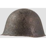 Polnischer Stahlhelm M 1931 Rau lackierte Stahlglocke. Dreiteiliges Lederlaschenfutter mit