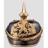 Helm für Offiziere der Linieninfanterie um 1910 Schwarz lackierte Lederglocke (leicht eingesunken)