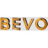 BEVO company's marquee Letters constructed of two piece sturdy sheet metal, each with provisions