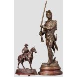 Figur Revolutionssoldat, Napoleon zu Pferde Revolutionssoldat in Messing bronziert, das