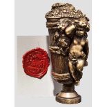 Unbekanntes, königlich bayerisches Petschaft, 2. Hälfte 19. Jhdt. Bronzenes Weinfass, reliefiert