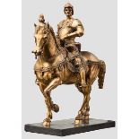Vergoldete Bronzeskulptur des Bartolomeo Colleoni, 19. Jhdt. Vollplastisch und detailliert