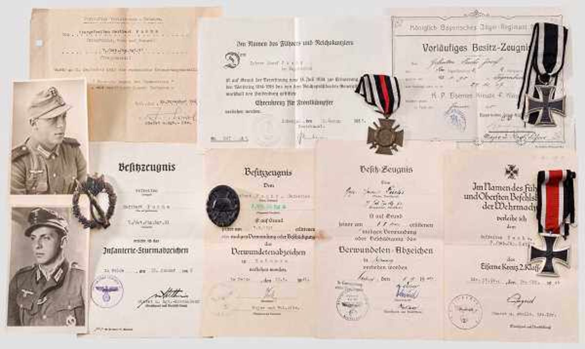 Auszeichnungs- und Urkundennachlass des Gefreiten Heribert Fuchs vom Gebirgsjäger-Regiment 91 und