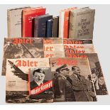 Propagandaliteratur und zwölf Ausgaben "Der Adler" Mein Kampf (Bd. 1, 1925), "Mein Kampf" (Bd. 2,