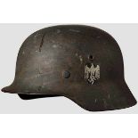 A Steel Helmet M40 Army Single Decal 85% fieldgray paint, 75% decal, shell stamped "NS64" and "